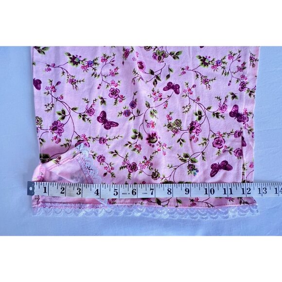 Jolie Intimates Size 2X Pajama Set Pink Butterflies Floral Lace Bow 100% Cotton - Picture 8 of 11